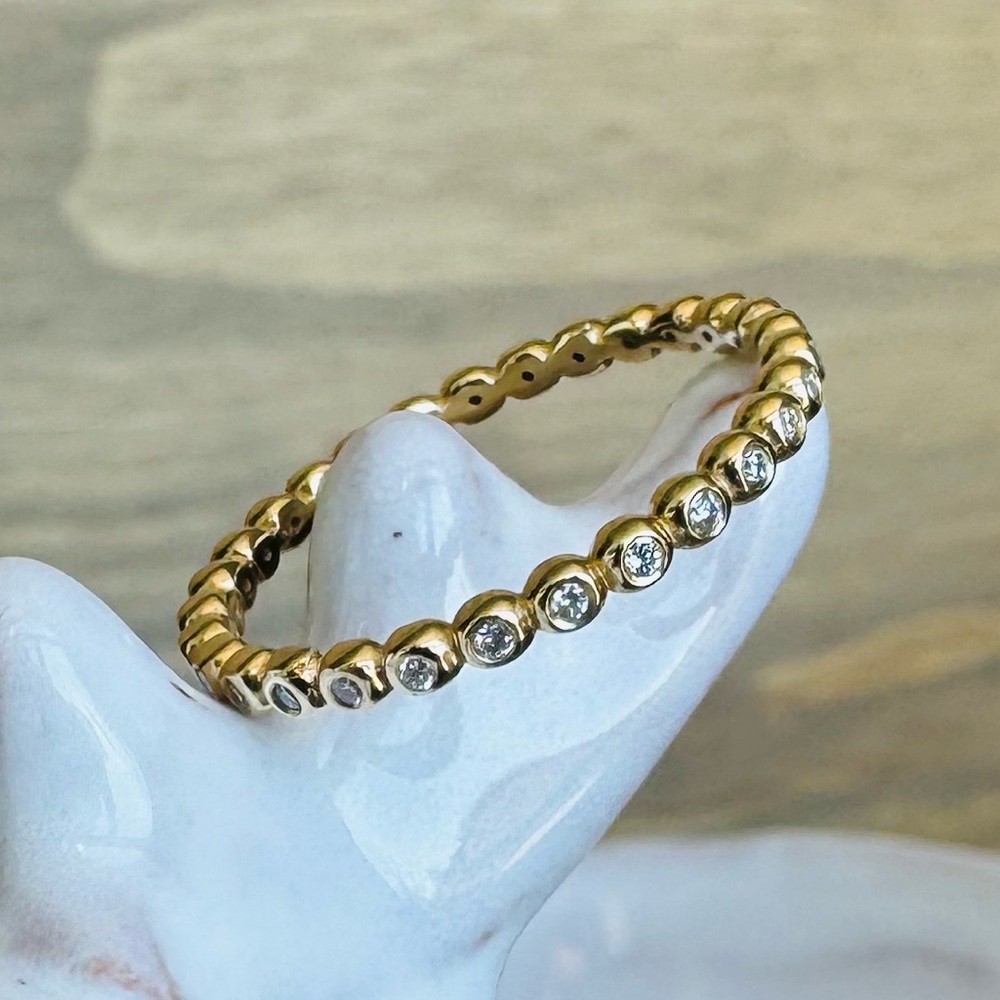 14KYG Beaded Diamond Eternity Ring Band